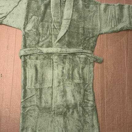 Large Sage Green Unisex Cotton Terry Bathrobe Gown Soft Spa Robe Men Women
