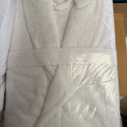 Medium Cotton Terry Bathrobe White Unisex Soft Spa Gown Robe for Men & Women