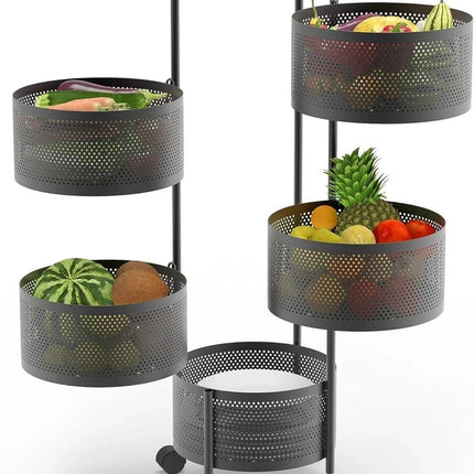 6 Tier Storage Rack Kitchen Rotating Vegetable Serving Trolley Cart Bath Shelf