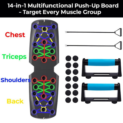 Foldable 14 in 1 Push Up Board Fitness Workout Train Gym Muscle Exercise Press