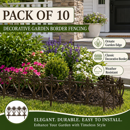 Garden Edging Fence 10PCS Wood Effect Lawn Border
