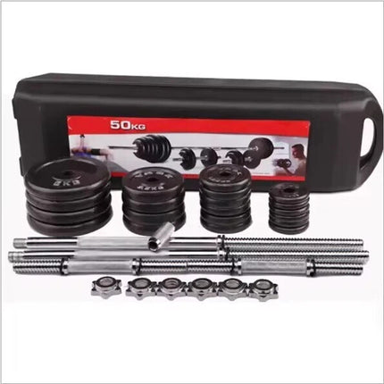 50KG Adjustable Cast Iron Dumbbell Barbell Set Home Gym Weight Training Kit