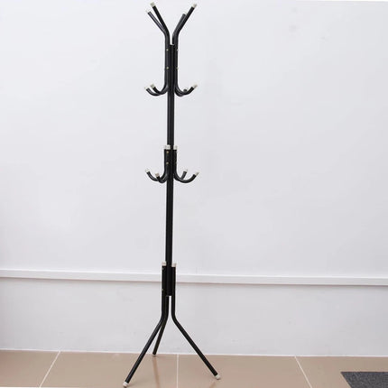 12-Hook Metal Coat Rack Stand Tree for Hats, Clothes, Umbrellas & Accessories