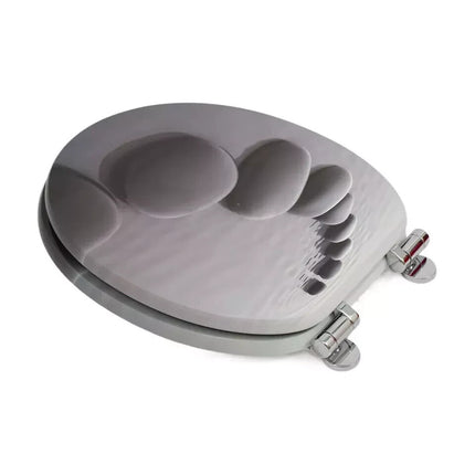18” Universal Bathroom Toilet Seat – Pebbles Black Novelty WC Seat with Fittings