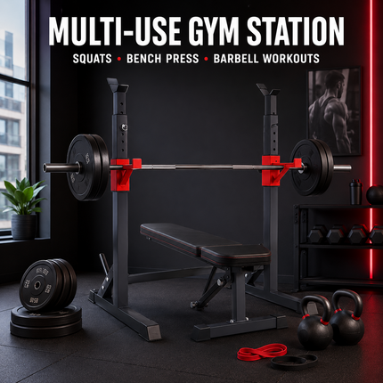 Adjustable Squat Rack Weight Bench Press Gym Push up Barbell Stand Holder