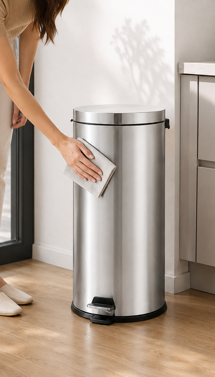 Pedal Bin 30L Stainless Steel Office Kitchen Bathroom Rubbish Waste Trash Can