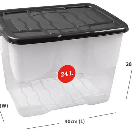 24L Storage Boxes with Lids – 3 Pack