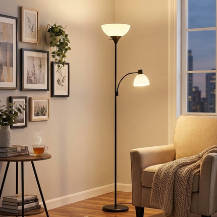 Sky Dome Floor Lamp with Reading Light Tall Standing Lamp for Living Room Study