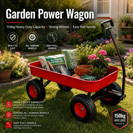 Garden Trolley Cart 150kg Heavy Duty Wheels Lawn Beach Wagon Hand Truck
