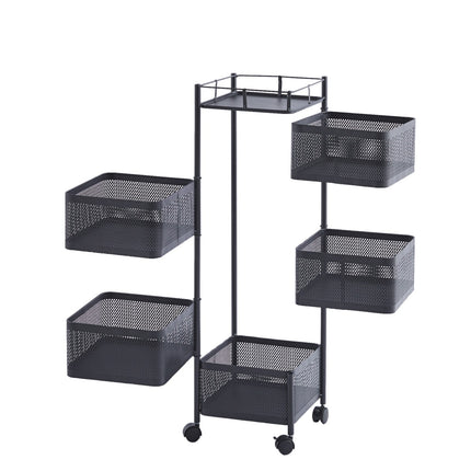 Storage Rack 6 Tier Rotating Kitchen Vegetable Trolley Cart Organizer Shelf