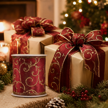 Christmas Ribbon 12PCS 2.5 inch Gift Wrap Craft Set