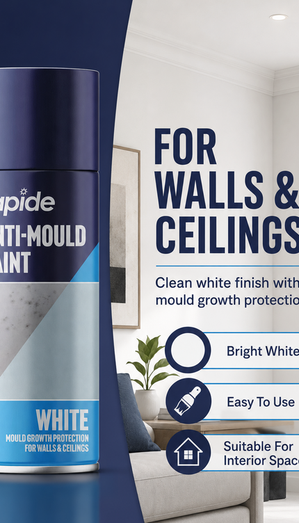 2-Pack Anti Mould Spray Paint Durable One Coat White Aerosol Can Rapide 400ml