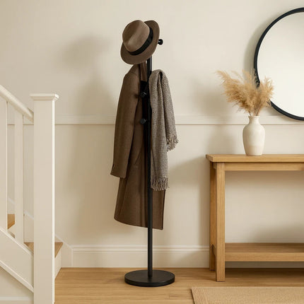 Metal Coat Stand Rack 8 Hooks Clothes Jacket Umbrella Hanger Organizer Hallway