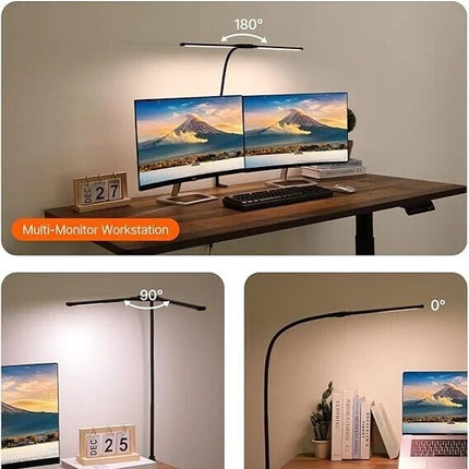LED Desk Lamp with Clamp Double Dual Head Table Reading Craft Office Home Light
