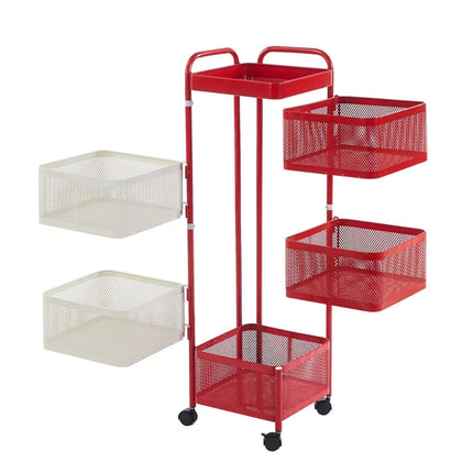 6 Tier Rotating Storage Rack Kitchen Bathroom Square Trolley Organizer Cart