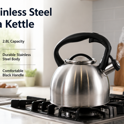 2.8L Whistling Kettle Stove Top Kitchen Stainless Steel Tea Coffee Water Boiler