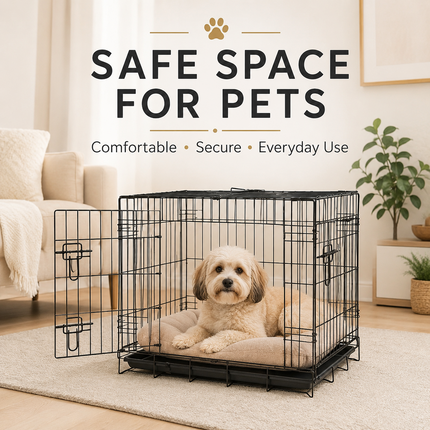 Pet Cage With Removable Tray 42 Inch Single Door Dog Cat Crate