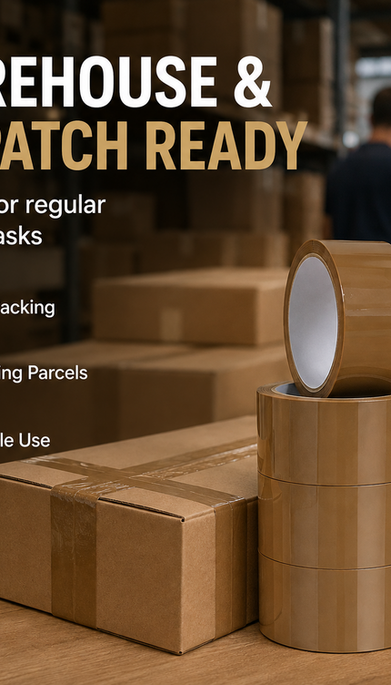 Heavy Duty Brown Parcel Tape – 3 Rolls, 48mm × 66m