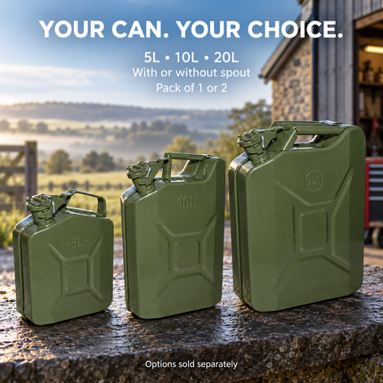 Metal Jerry Can 5L 10L 20L & Spout Heavy Duty Petrol Diesel Storage Container