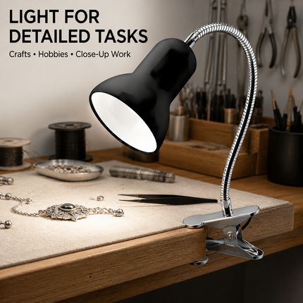 Clip On LED Desk Lamp E27 Flexible Gooseneck Reading Study Bedside Light 40W Max