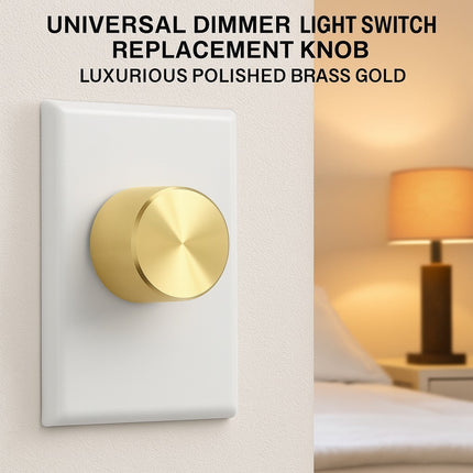 Universal Dimmer Light Switch Knob Polished Brass Gold Replacement Knob