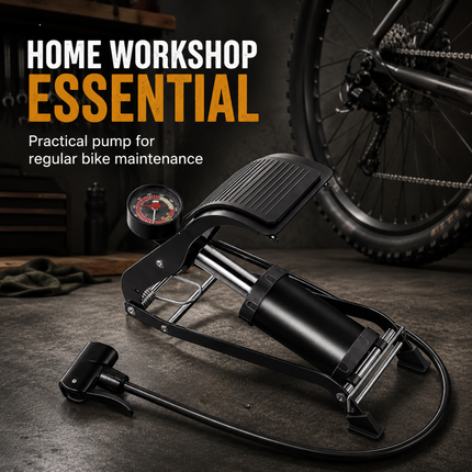 Bike Foot Pump Single Piston with Guage 120PSI Bicycle Universal Smart Valve