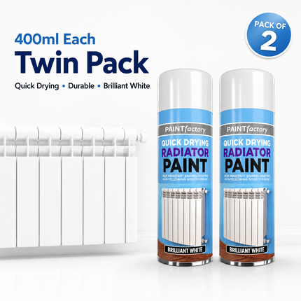 2x Cast Iron Radiator Spray Paint 400ml Brilliant White Aerosol Real Feel Effect