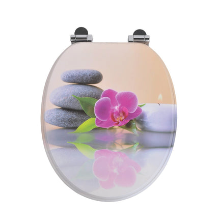 18" Universal Wooden Toilet Seat Orchid Stone Easy Fit WC with Fittings