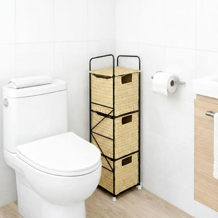 3 Drawer Slim Bathroom Storage Unit Woven Organizer Cabinet Box for Bathroom Use
