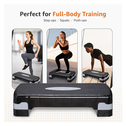Aerobic Stepper 3 Adjustable Height Level Exercise Stepper Yoga Gym Board 68cm