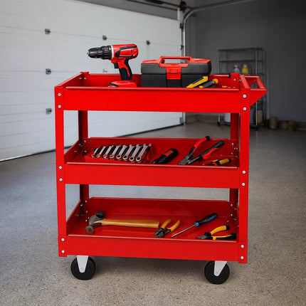 2/3 Tier Heavy Duty Tool Storage Trolley Cart with Wheels Garage Workshop DIY