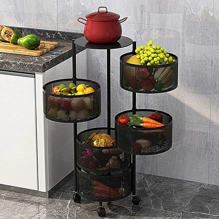 Storage Rack 6 Tier Rotating Kitchen Vegetable Trolley Cart Bathroom Shelf