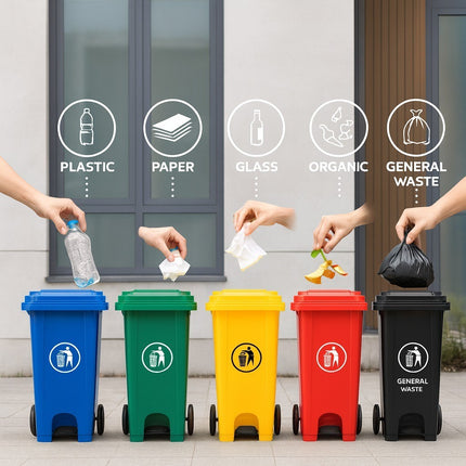 Outdoor Wheelie Bin Trash Can 100L/120L EN840 Large Rubbish Waste Dustbin