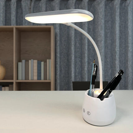 LED Desk Lamp Touch Control USB Charging Table Light with Pen & Phone Holder