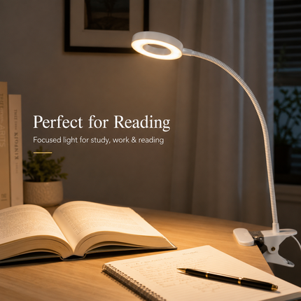 LED Gooseneck Clip Desk Lamp USB Dimmable 3 Colour Modes 10 Brightness Level