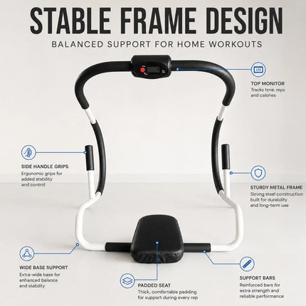 Ab Roller Wit Monitor Sit Up Crunch Core Trainer Padded Headrest Gym Fitness