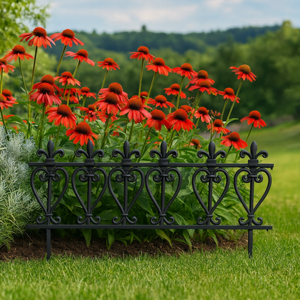 Garden Edging Fence 10PCS Black Wood Effect Lawn Border Panels