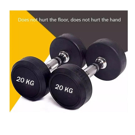 20KG Dumbbells Pair Rubber Round Lifting Hand Weights Home Gym Fitness