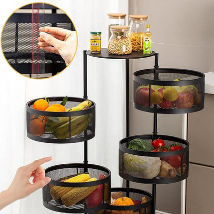 Rotating Storage Rack Trolley Cart Kitchen Bathroom Organizer Vegetable Shelf