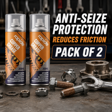 2x Rapide Copper Grease Spray 250ml Protects Lubricates Prevent Seizure Squeaks