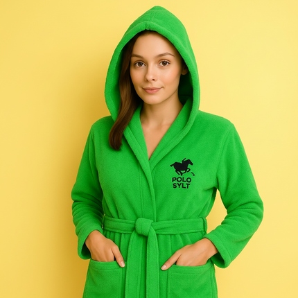X-Small Gecko Green Unisex Cotton Terry Bathrobe Gown Soft Spa Robe Men Women