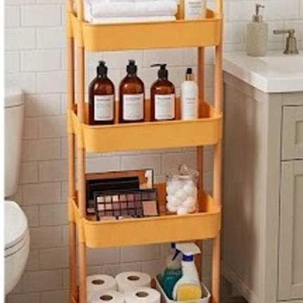 4 Tier Storage Rack Shelf Rotating Kitchen Bathroom Serving Rolling Trolley Cart