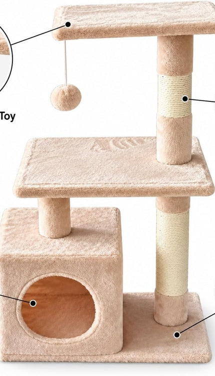 85cm Cat Tree Tower Sisal Scratching Post Condo Perch Activity Centre for Cats