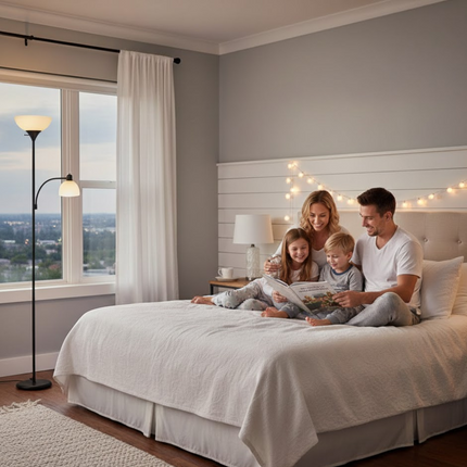 Sky Dome Floor Lamp with Reading Light Tall Standing Lamp for Living Room Study