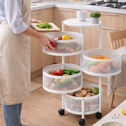 5-Tier Rotating Storage Trolley – White