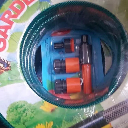 Reinforced 15M PVC Garden Hose Pipe with Water Spray and Complete Fittings Set