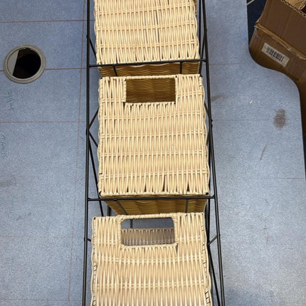 3 Drawer Slim Bathroom Storage Unit Woven Organizer Cabinet Box for Bathroom Use