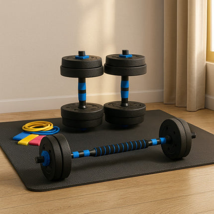 10kg Adjustable Dumbbell & Barbell Set