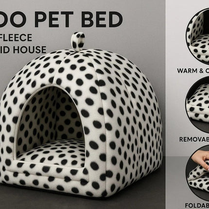 Igloo Pet Bed Cat Dog Kitten Cave – Cozy Fleece Pyramid House Washable Warm
