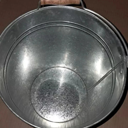 TRADITIONAL GALVANISED STRONG STEEL METAL BUCKET WITH WOODEN HANDLE 9L To 18L